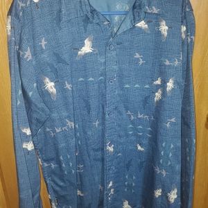 Avalonia 2XLR geese birds cotton long sleeve button down.